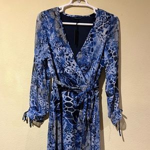 Kendall + Kylie Animal Print Maxi Dress Side Tie Waist Sz XL Long Sleeve NWT e1